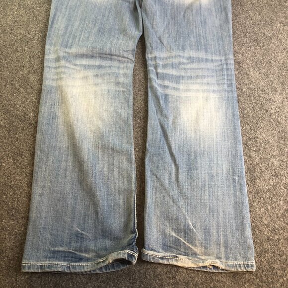 BKE Jeans Mens 33L 33x31 Blue Carter Bootcut Wester Faded Whiskering - Picture 10 of 11